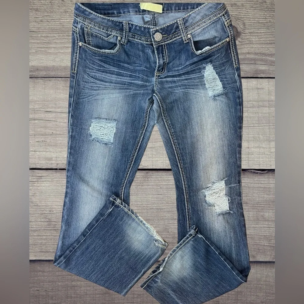 New to my Closet!! Almost Famous Premium Distressed Bootcut Jeans - Picture 2 of 5